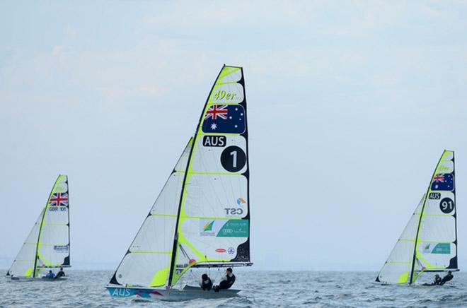 49er / Nathan OUTTERIDGE & Iain JENSEN (AUS)<br />
2013 ISAF Sailing World Cup - Melbourne<br />
Sail Melbourne  ©  Jeff Crow